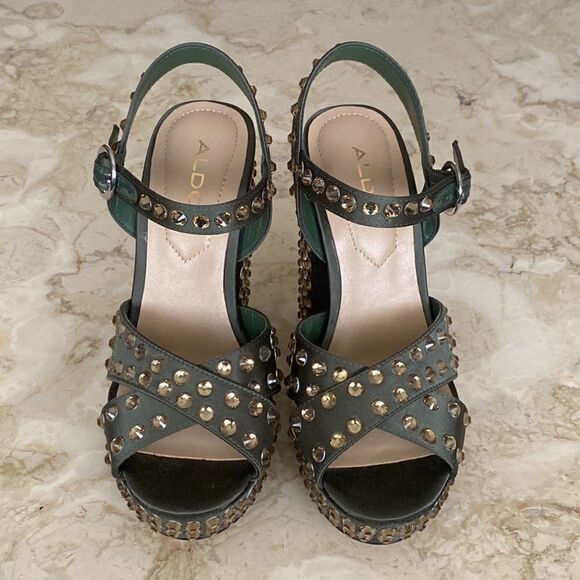 Aldo Britain Studded Platform Chunky Heel Strap Sandals - Picture 3 of 15
